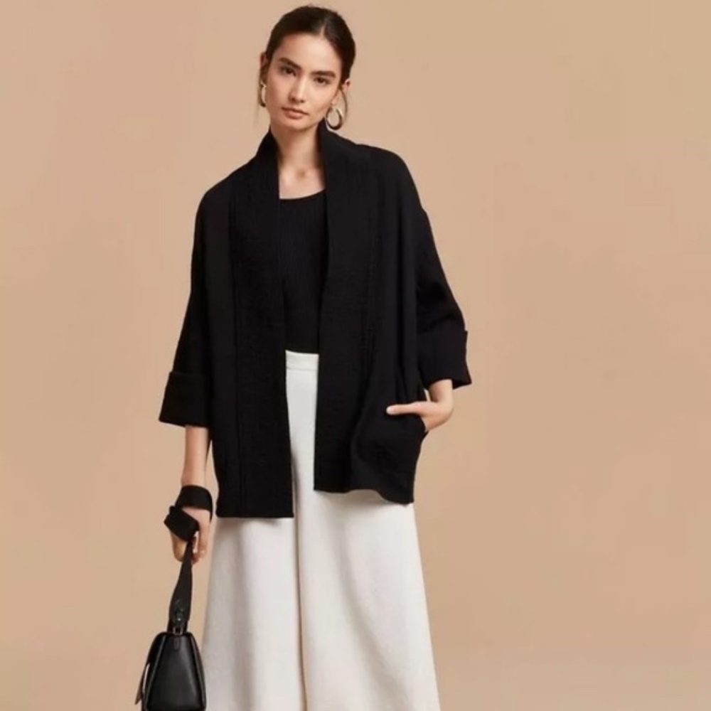 Wilfred Black Open-Front Boxy Blazer